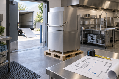 A delivery-route checklist for a commercial dishwasher