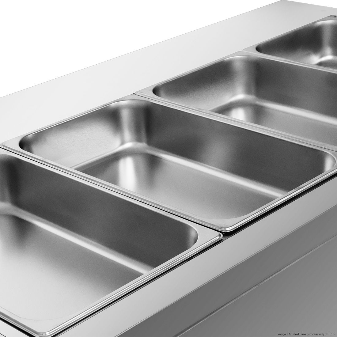 Heated Food Display without Glass Top Hold 4x1/1 GN Pans 1460x790x845mm