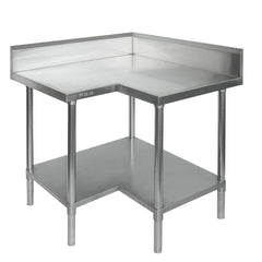 F.H.E 304 Grade Economic Corner Workbench with 100mm Splashback & Undershelf