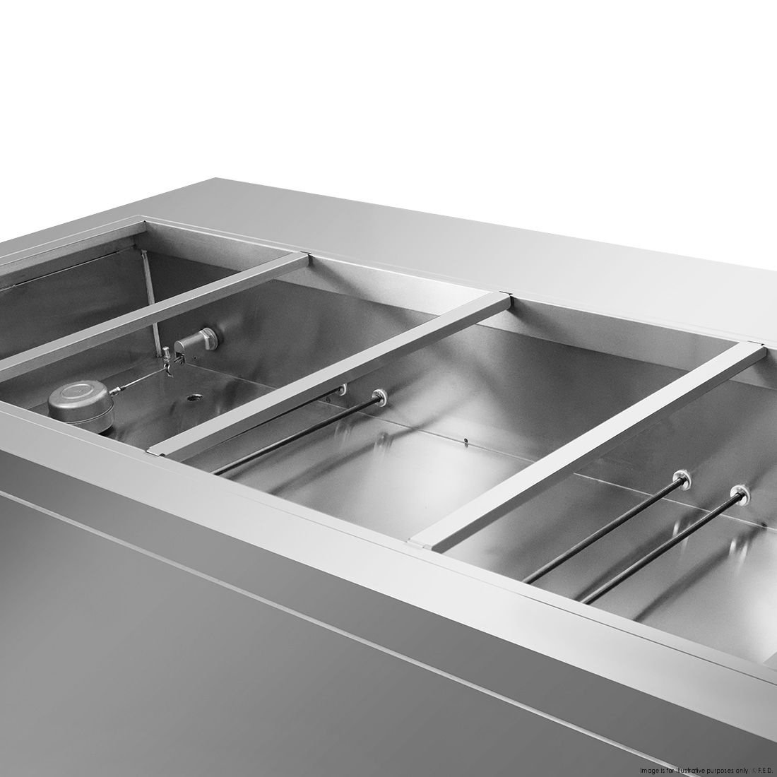 Heated Food Display without Glass Top Hold 4x1/1 GN Pans 1460x790x845mm