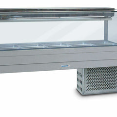 Roband Square Glass Refrigerated Display Bar 12 pans - Piped and Foamed only (no motor)