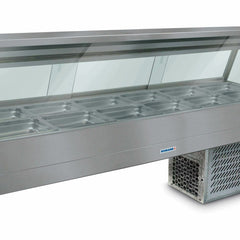 Roband Straight Glass Refrigerated Display Bar 12 pans - Piped and Foamed only (no motor)