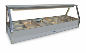 Roband Straight Glass Hot Food Display Bar, 12 pans double row with no roller door
