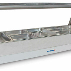 Roband Straight Glass Hot Food Display Bar, 10 pans double row