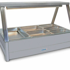 Roband Straight Glass Hot Food Display Bar, 6 pans double row