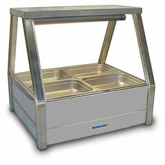 Roband Straight Glass Hot Food Display Bar, 4 pans double row
