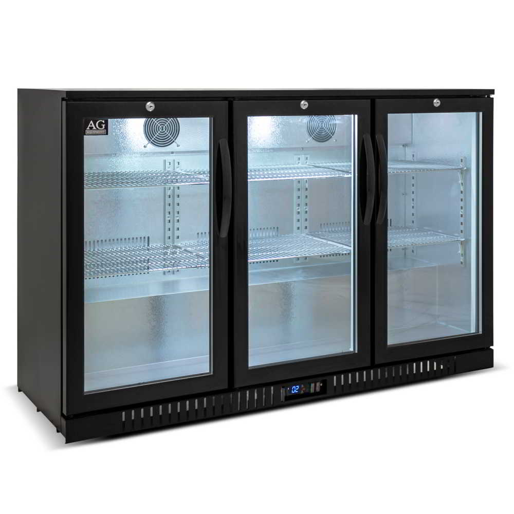 AG Three 3 Hinged Door Bar Fridge Black BEER3