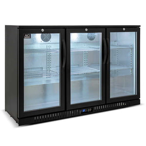 AG Three 3 Hinged Door Bar Fridge Black BEER3