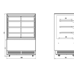 Besttop 4 Tier Cake Showcase 900x700x1300mm 3L YC-900H