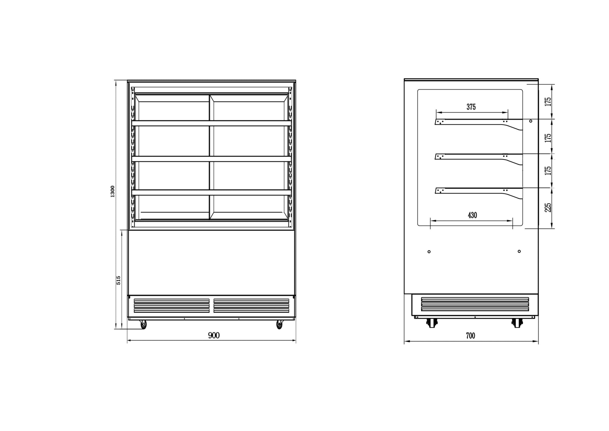 Besttop 4 Tier Cake Showcase 900x700x1300mm 3L YC-900H