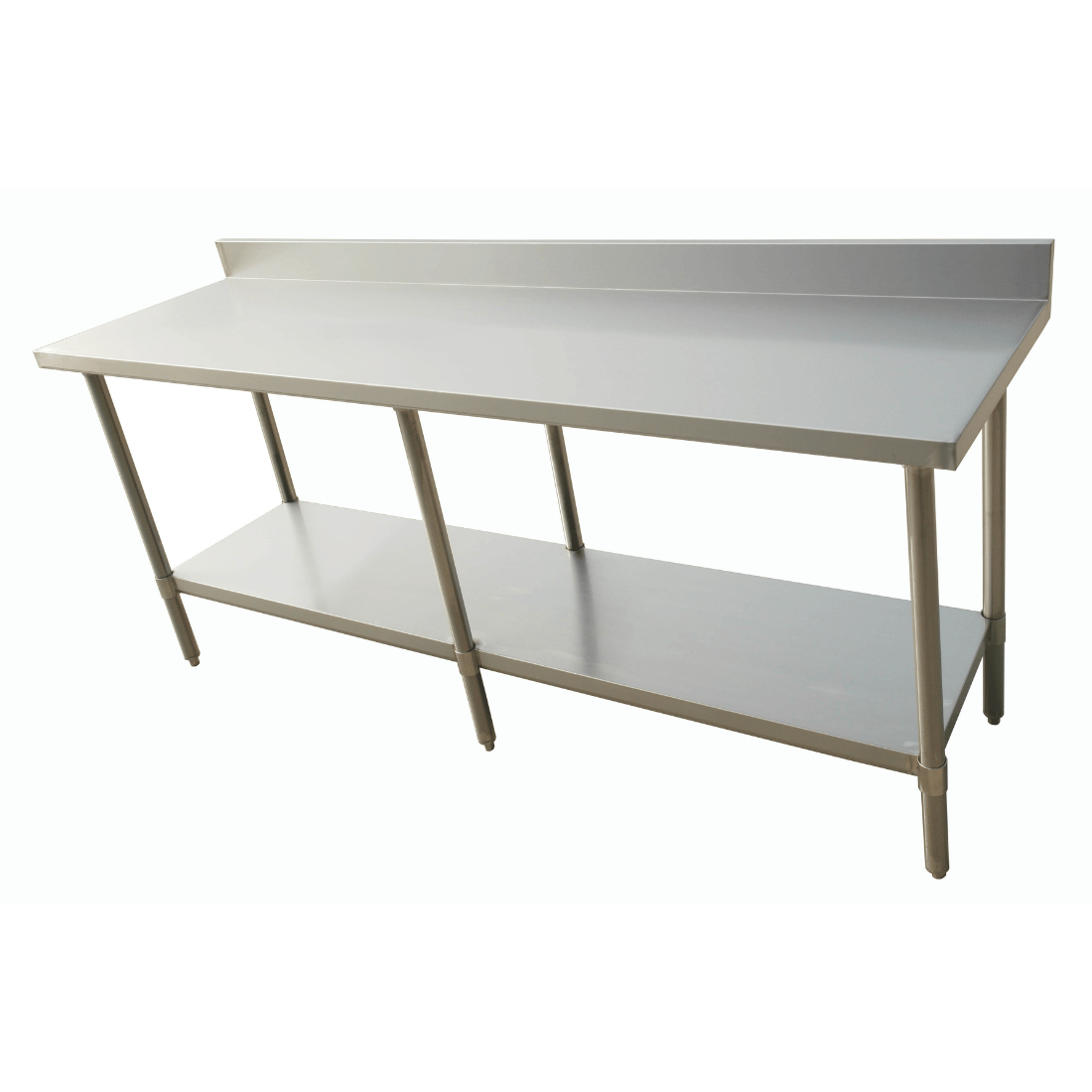 Modular Systems 2100-7-WBB Economic 304 Grade Stainless Steel Table with splashback - 6 legs