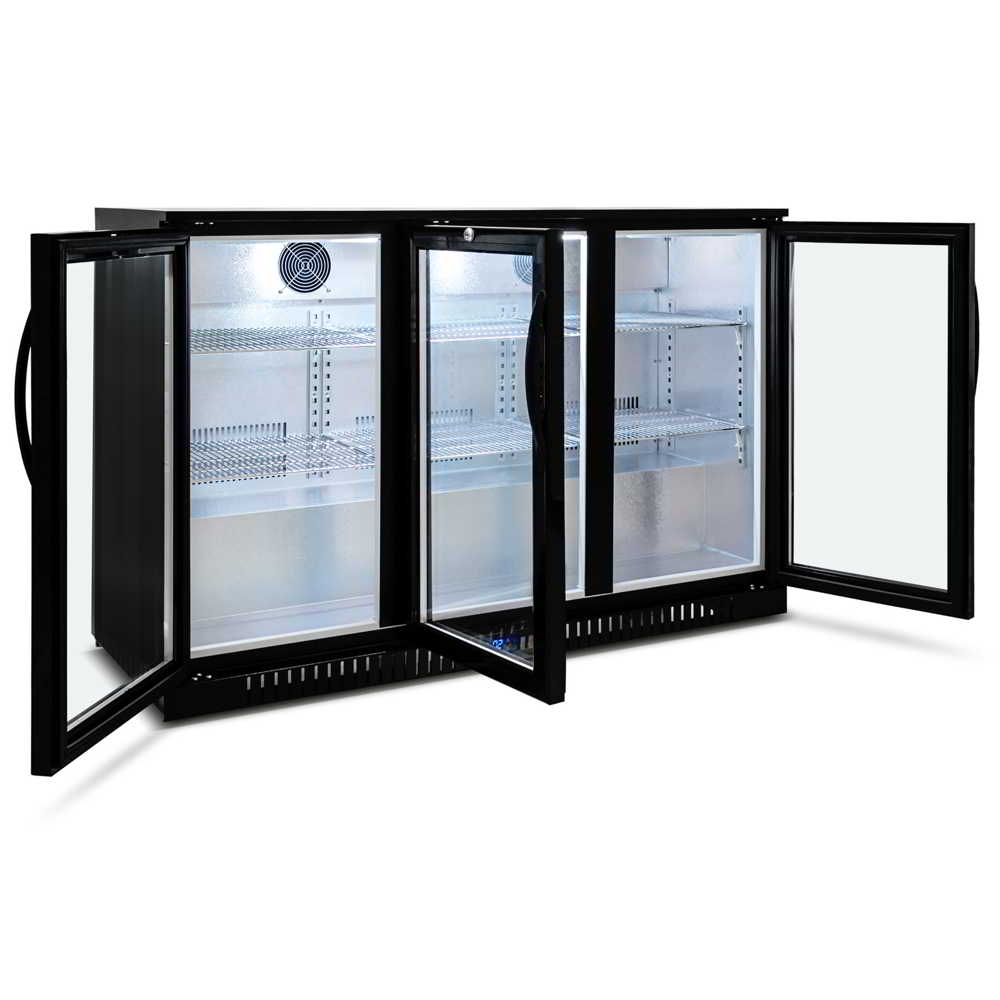 AG Three 3 Hinged Door Bar Fridge Black BEER3