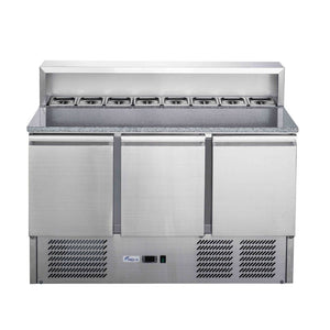 FED-X Three Door Salad Prep Fridge With Marble Top XGNS1300E