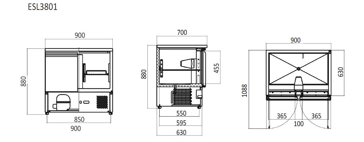Atosa Two Doors Table Saladette ESL3801