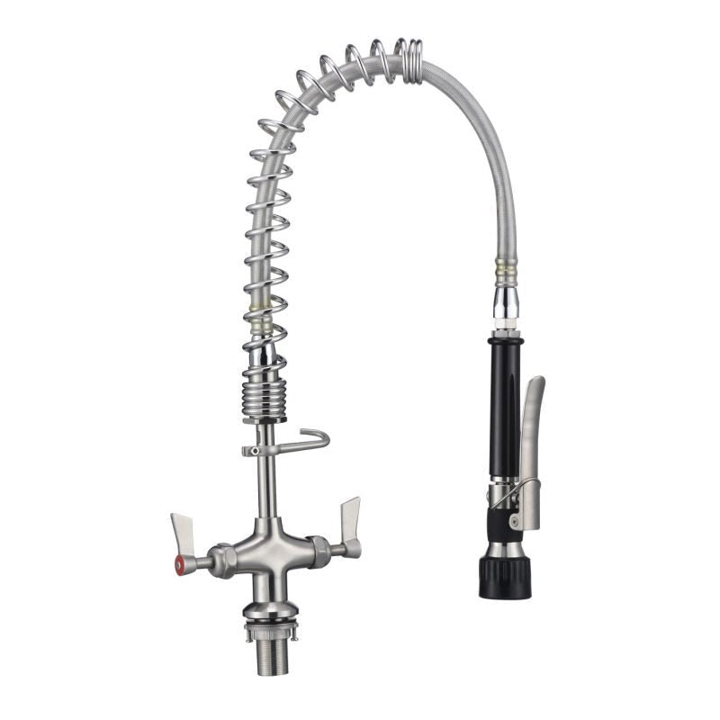3Monkeez Stainless Steel Compact Dual Bench Mount Pre-Rinse with Optional Pot Filler
