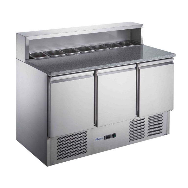 FED-X Three Door Salad Prep Fridge With Marble Top XGNS1300E