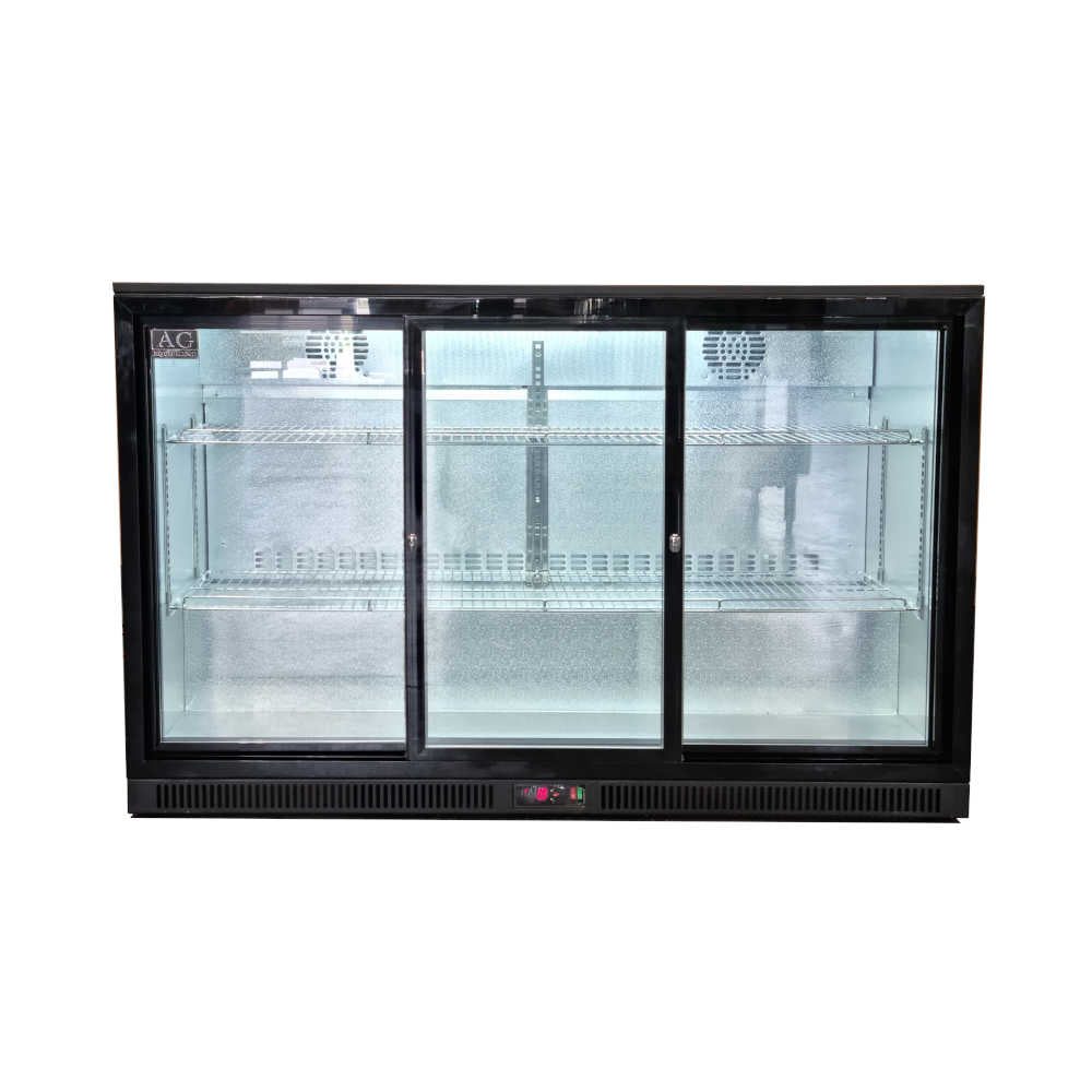 AG Three 3 Sliding Door Bar Fridge Black BEER3-SD