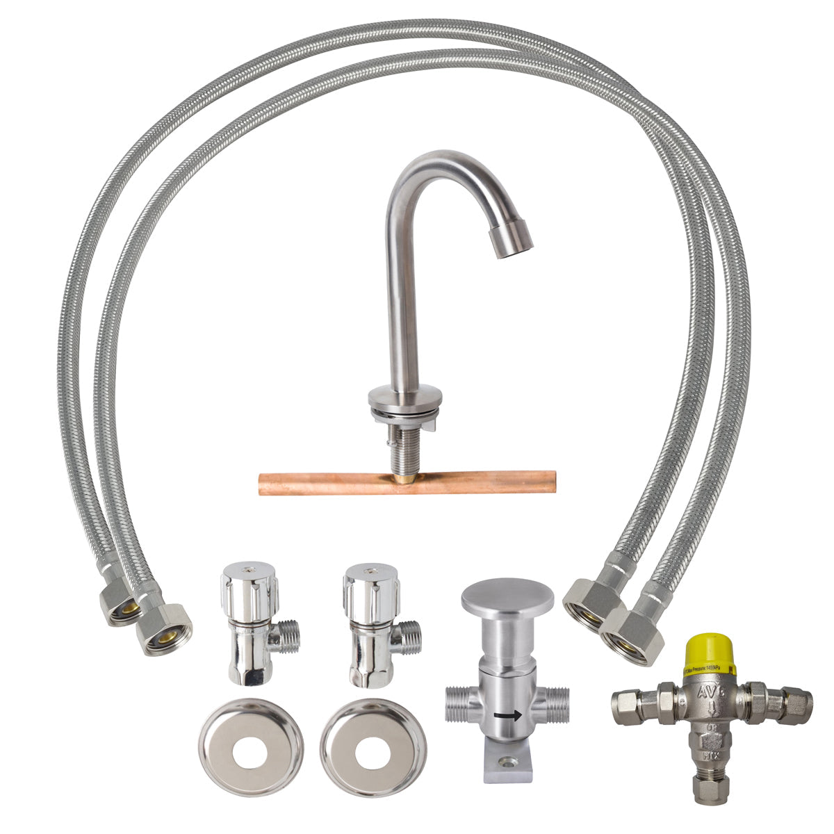3Monkeez Knee Operated Kit With Tempering Valve. Suits Troughs or Basins - P-PTKNEEKIT-T