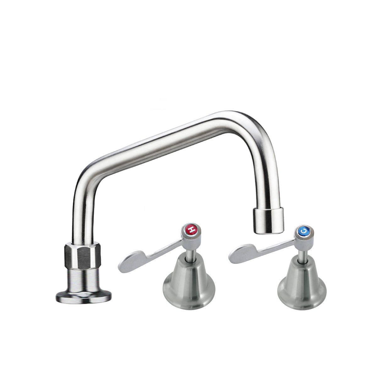 3Monkeez Stainless Steel Hob Mount and Basin Stops with Spout - 8" Spout - T-3MHS08