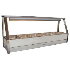 Roband Straight Glass Hot Food Display Bar, 6 pans single row