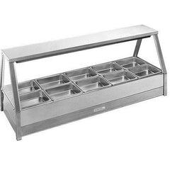Roband Straight Glass Hot Food Display Bar, 10 pans double row with roller door