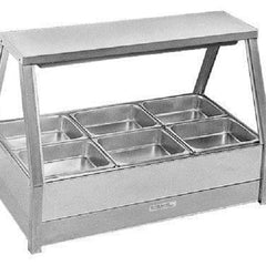 Roband Straight Glass Hot Food Display Bar, 6 pans double row with roller doors