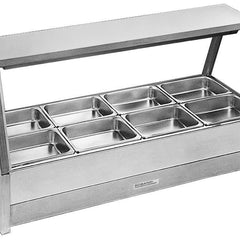 Roband Straight Glass Hot Food Display Bar, 8 pans double row