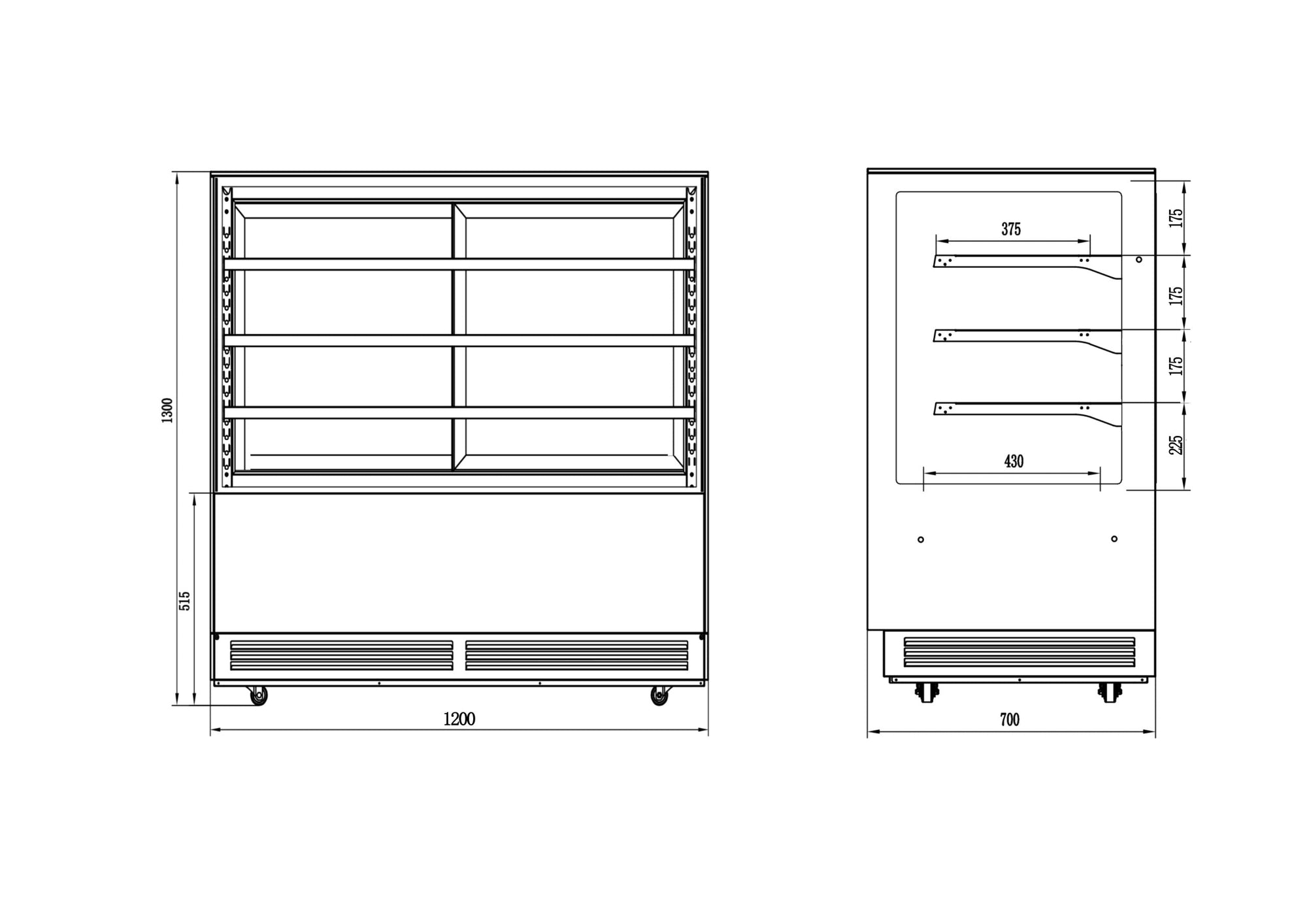 Besttop 4 Tier Cake Showcase 1200x700x1300mm 3L YC-1200H