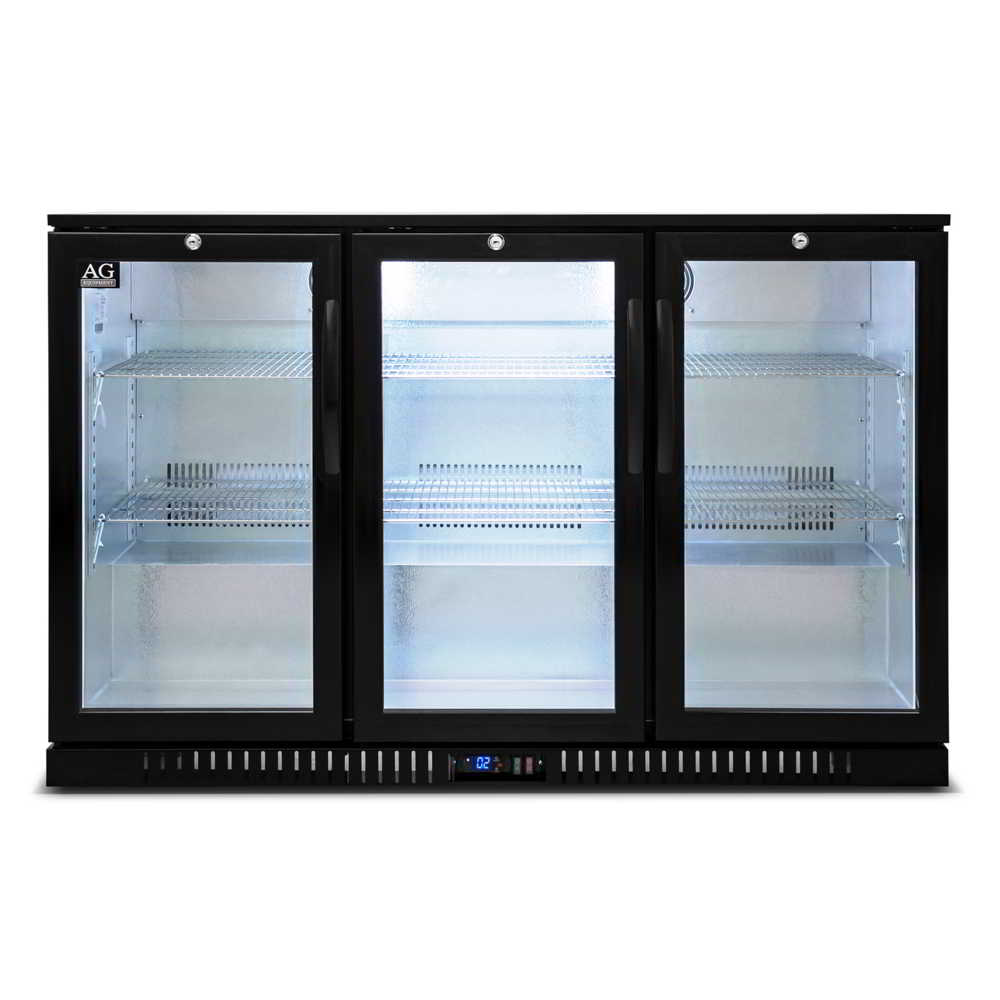 AG Three 3 Hinged Door Bar Fridge Black BEER3