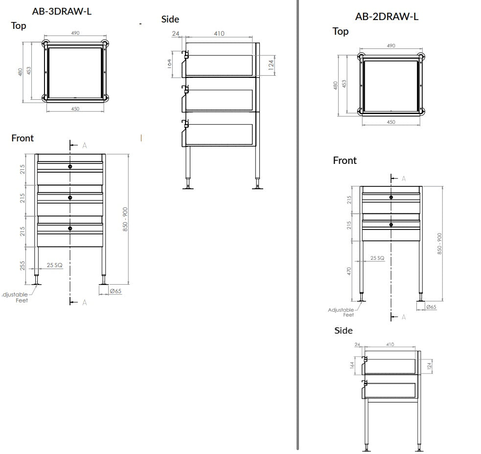 3Monkeez Freestanding Stainless Steel Drawer Unit