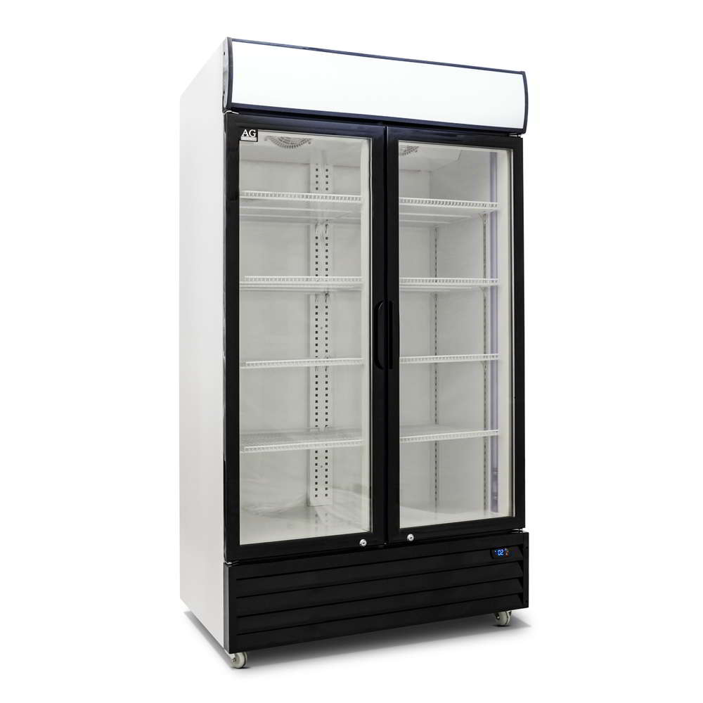 AG 1000L Double Door Upright Display Fridge - Glass Door