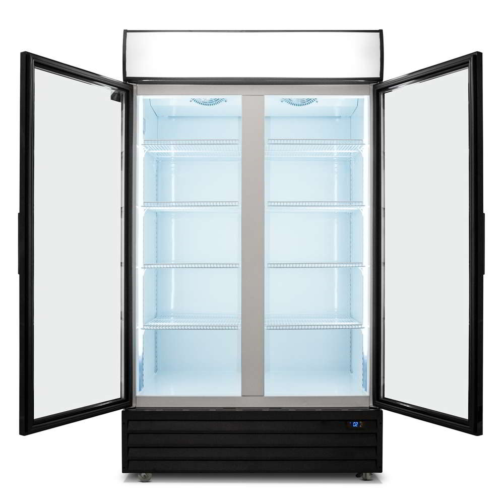 AG 1000L Double Door Upright Display Fridge - Glass Door