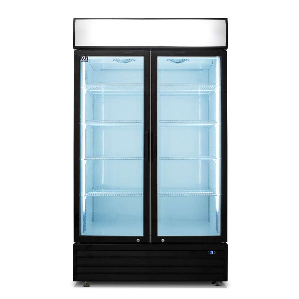AG 1000L Double Door Upright Display Fridge - Glass Door