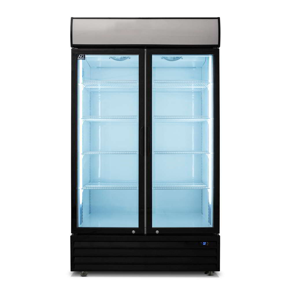 AG 1000L Double Door Upright Display Fridge - Glass Door