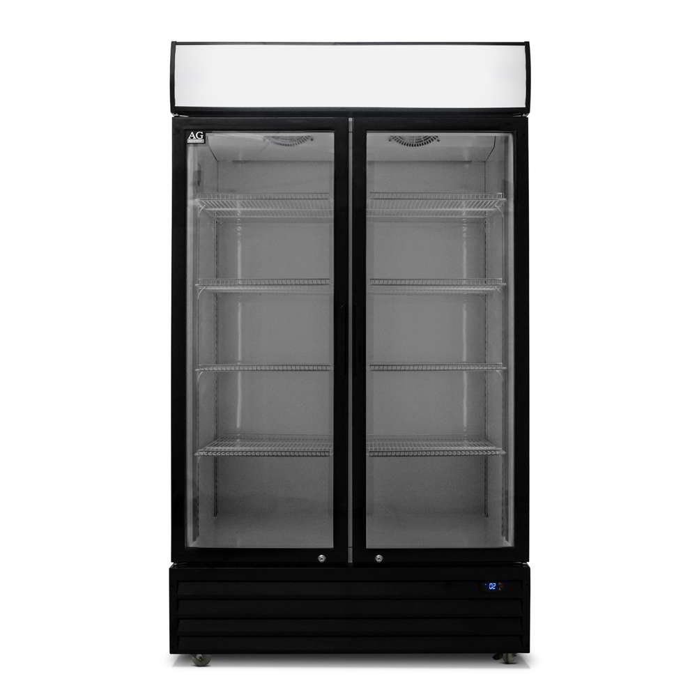 AG 1000L Double Door Upright Display Fridge - Glass Door