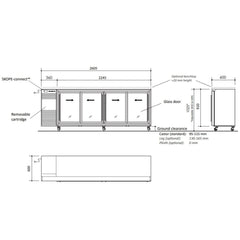 Skope BackBar 4 Glass Sliding Door Fridge BB.4.GSL