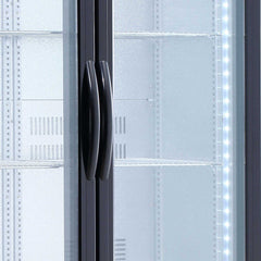AG 477L Upright Double Glass Door Display / Backbar Fridge - Black