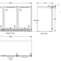 Williams Three Door Stainless Steel Bottle Cooler 800mm High