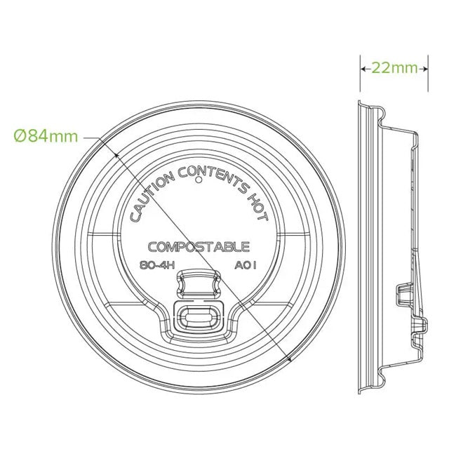 BioPak Plup Plant Fibre BioCup Lids for Hot Coffee Cups