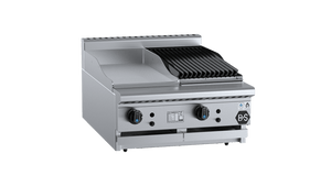B+S Black Combination 300mm Grill Plate & 300mm Char Broiler Bench Mounted Natural Gas