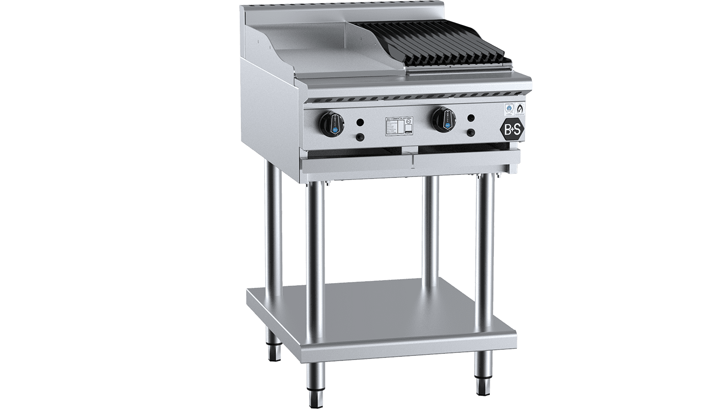 B+S Black Combination 300mm Grill Plate & 300mm Char Broiler LPG