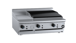 B+S Black Combination 300mm Grill Plate & 600mm Char Broiler Bench Mounted Natural Gas