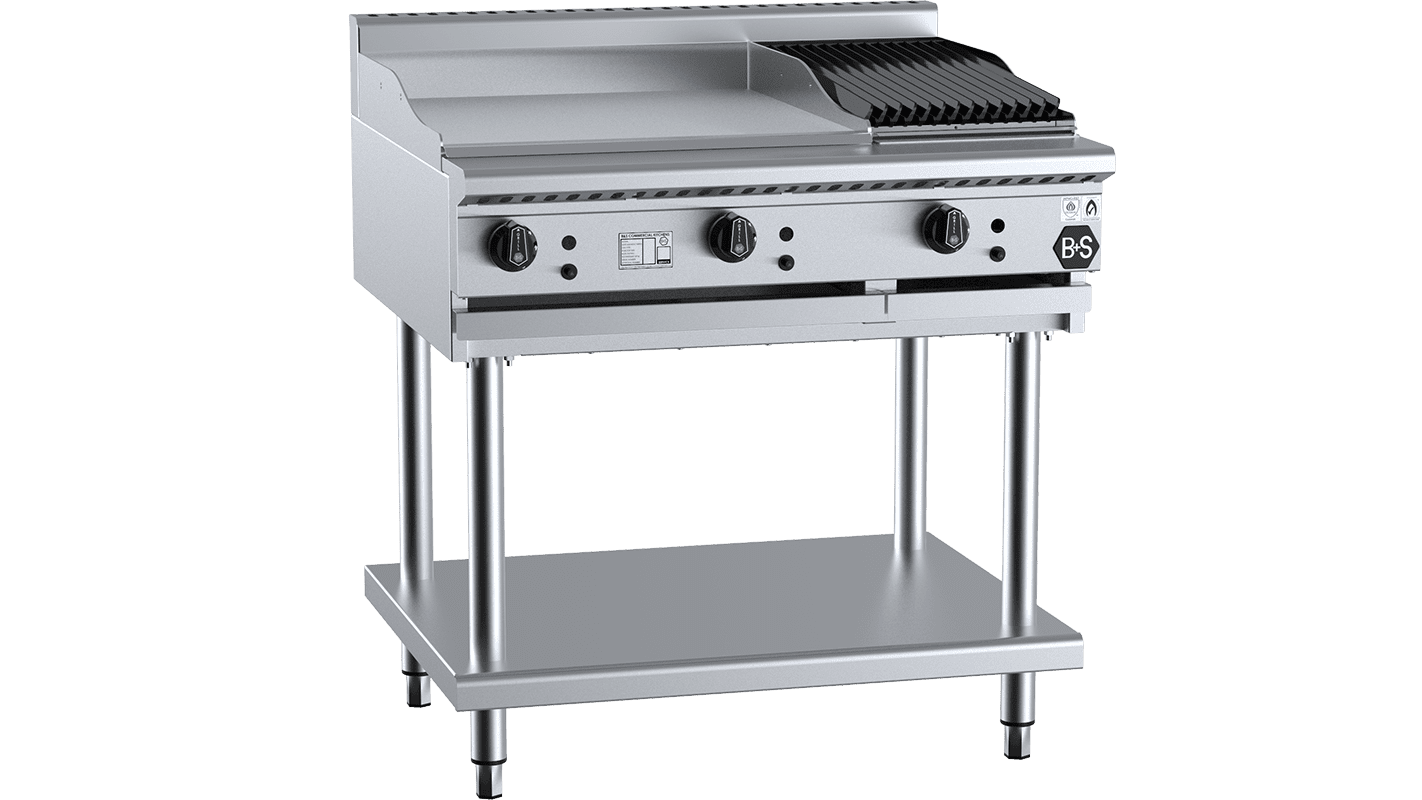 B+S Black Combination 600mm Grill Plate & 300mm Char Broiler Natural Gas
