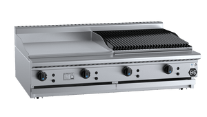 B+S Black Combination 600mm Grill Plate & 600 mm Char Broiler Bench Mounted LPG