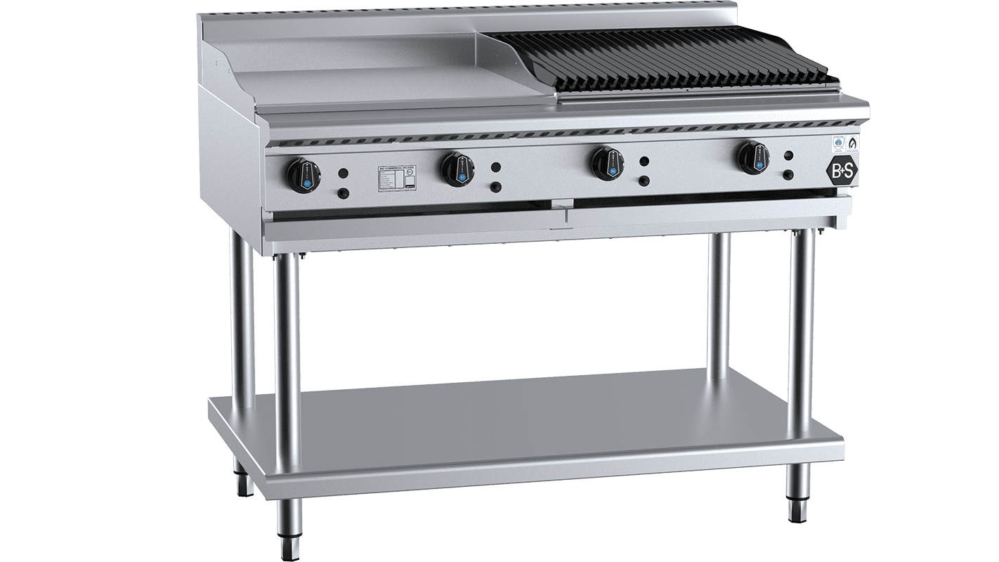 B+S Black Combination 600mm Grill Plate & 600 mm Char Broiler LPG
