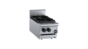 B+S Black Benchtop Two Burner Boiling Top Cooktop Open Burner Bench Mounted LPG