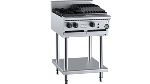 B+S Black Combination Two Open Burners & 300mm Char Broiler LPG