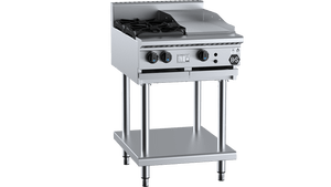 B+S Black Combination Two Open Burners & 300mm Grill Plate Natural Gas