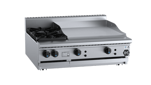 B+S Black Combination Two Open Burners & 600mm Grill Plate Bench Mounted LPG