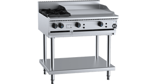 B+S Black Combination Two Open Burners & 600mm Grill Plate LPG